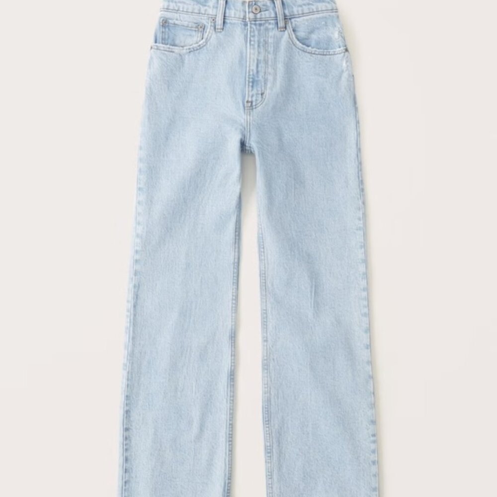 Abercrombie & Fitch High Rise 90s Relaxed Jean - LIGHT - 25 SHORT